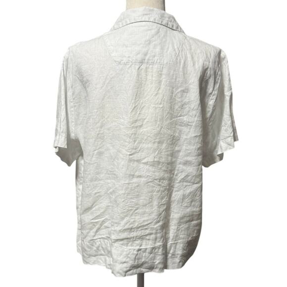 Quince 100% Linen Short Sleeve Button-Up Shirt in White – Size L - Picture 3 of 6